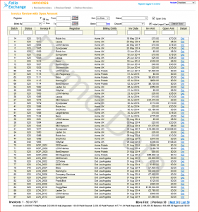 Invoice listing screen View all invoices raised and run multiple queries like per customer, invoice etc. One key buttons allow for further actions like querying detail